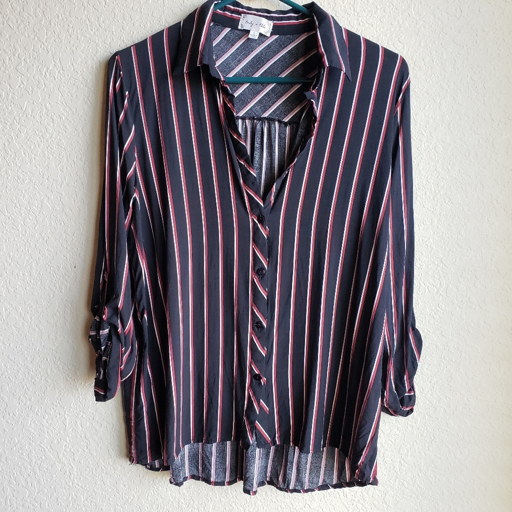 Bailey + Chloe Black Stripe Button Down Shirt…